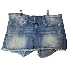 BKE Stella Frayed Cut Off Denim Jean Shorts Medium Wash Womans Size 28"